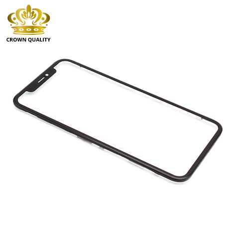 Staklo touchscreen-a - Iphone XR + okvir + OCA stiker (Crown Quality) crni (MS).