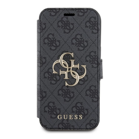 Zastitna maska (futrola) Guess Bk Pu leather 4G Metal Logo - iPhone 15 siva (GUBKP15S4GMGGR).