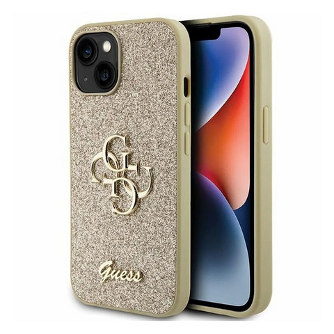 Zastitna maska (futrola) Guess Hc Fixed Glitter 4G Big Metal Logo - iPhone 15 zlatna (GUHCP15SHG4SGD).