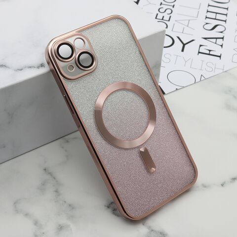 Zastitna maska (futrola) GLITTER MAGSAFE - iPhone 15 Plus roze (MS).