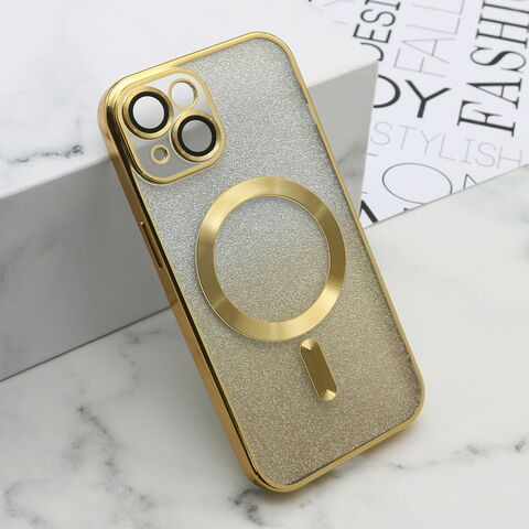 Zastitna maska (futrola) GLITTER MAGSAFE - iPhone 15 zlatna (MS).