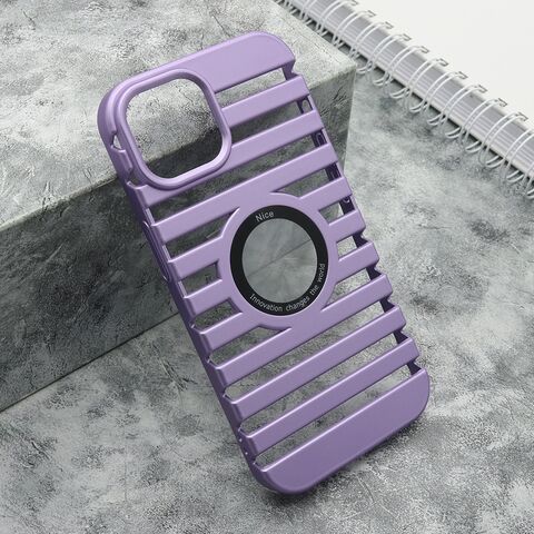 Zastitna maska (futrola) LINES LOGO CUT - iPhone 15 ljubicasta (MS).