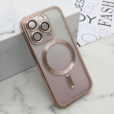 Zastitna maska (futrola) GLITTER MAGSAFE - iPhone 15 Pro (6.1) roze (MS).