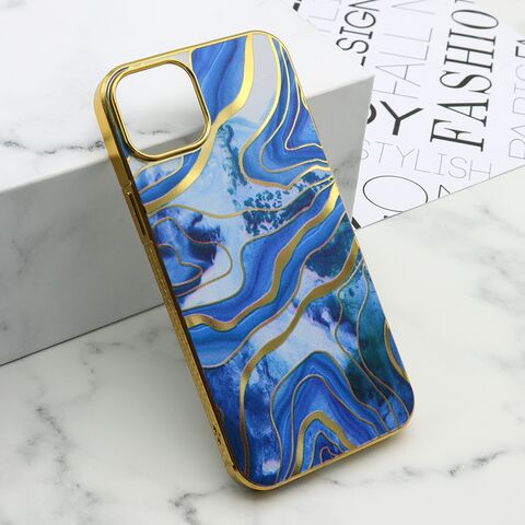 Zastitna maska (futrola) MARBLE - iPhone 15 Plus plava (MS).