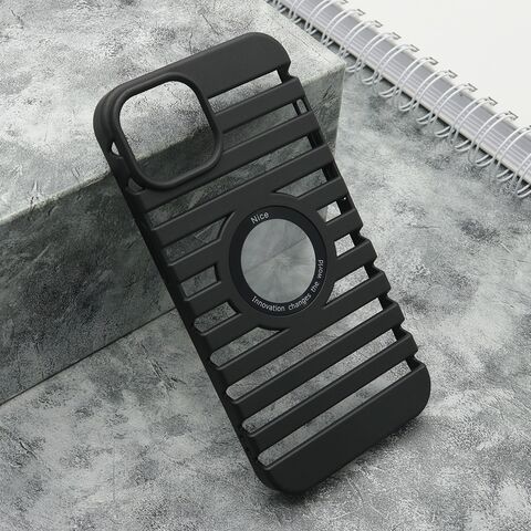 Zastitna maska (futrola) LINES LOGO CUT - iPhone 14 (6.1) crna (MS).
