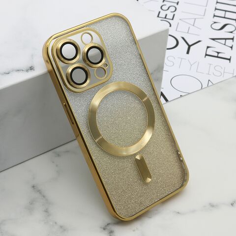 Zastitna maska (futrola) GLITTER MAGSAFE - iPhone 15 Pro (6.1) zlatna (MS).