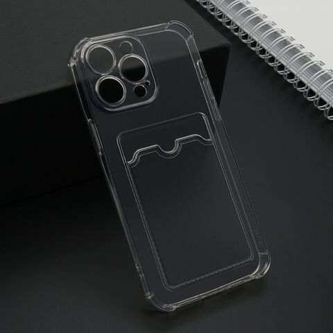 Zastitna maska (futrola) Transparent CARD POCKET - iPhone 15 Pro Max (6.7) siva (MS).