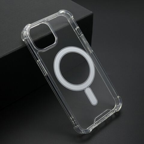 Zastitna maska (futrola) CRASHPROOF MAGNETIC CONNECTION - iPhone 15 providna (bela) (MS).