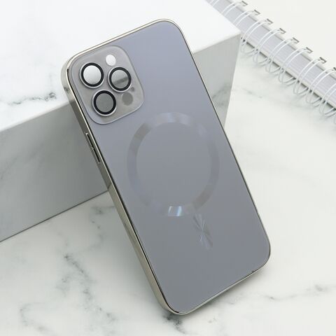 Zastitna maska (futrola) ELEGANT METAL MAGSAFE - iPhone 12 Pro siva (MS).