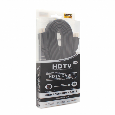 Kabl Flet kabal (kabl) HDMI na HDMI 3m crni.