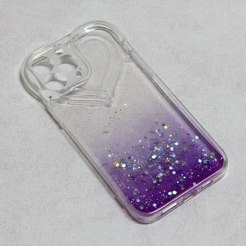 Zastitna maska (futrola) Heart Glitter - iPhone 13 Pro Max 6.7 ljubicasta.