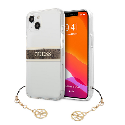 Zastitna maska (futrola) Guess 4G Stripe Charm - iPhone 13 braon (GUHCP13MKB4GBR).