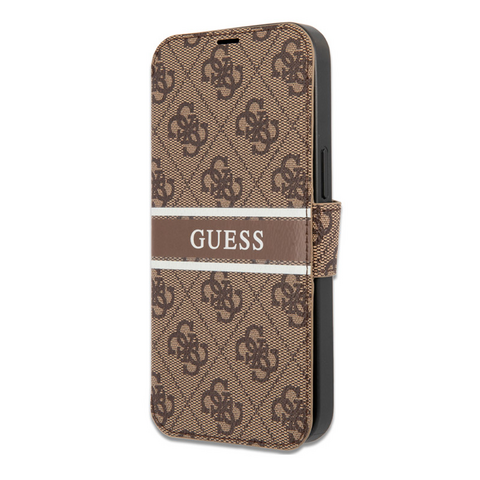 Zastitna maska (futrola) na preklop Guess Bk Pu 4G Stripe - iPhone 13 braon (GUBKP13M4GDBR).