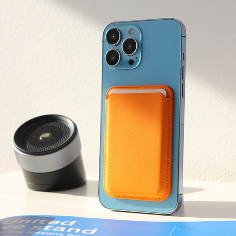 Zastitna maska (futrola) Leather Magsafe Pocket - iPhone 12 narandsta.