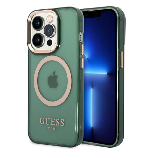 Zastitna maska (futrola) Guess Hc Magsafe Outline Translucent - iPhone 14 Pro zlatna (GUHMP14LHTCMA).