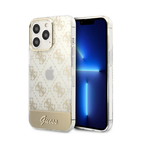 Zastitna maska (futrola) Guess Hc 4G Electro Script - iPhone 14 Pro zlatna (GUHCP14LHG4MHG).
