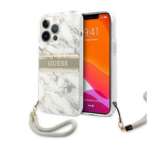 Zastitna maska (futrola) Guess Marble Strap - iPhone 13 Pro Max 6.7 siva (GUHCP13XKMABGR).