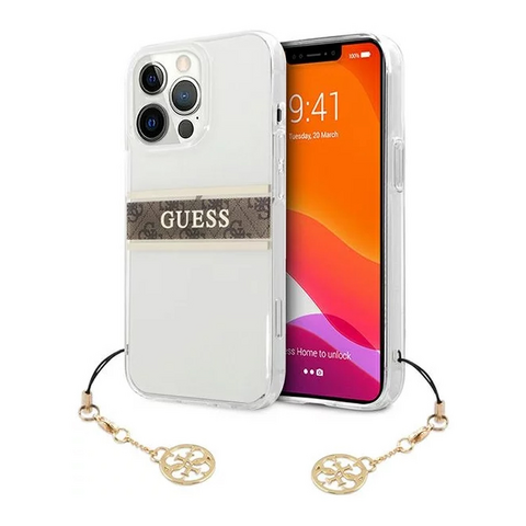 Zastitna maska (futrola) Guess 4G Stripe Charm - iPhone 13 Pro Max 6.7 braon (GUHCP13XKB4GBR).