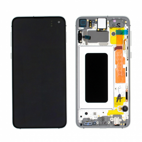 LCD displej (ekran) - Samsung G970/Galaxy S10e + touchscreen + okvir Prism beli (white) Service Pack ORG/GH82-18852B.