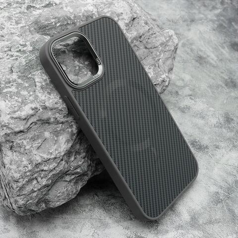 Zastitna maska (futrola) CARBON MagSafe - iPhone 12/12 Pro (6.1) siva (big camera) (MS).