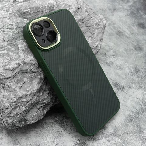 Zastitna maska (futrola) CARBON MagSafe - iPhone 14 (6.1) zelena (small camera) (MS).
