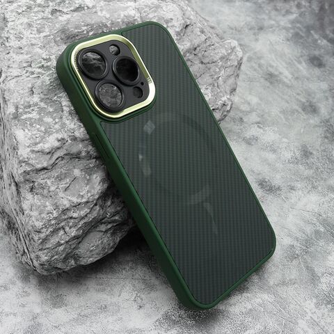 Zastitna maska (futrola) CARBON MagSafe - iPhone 15 Pro Max (6.7) zelena (small camera) (MS).