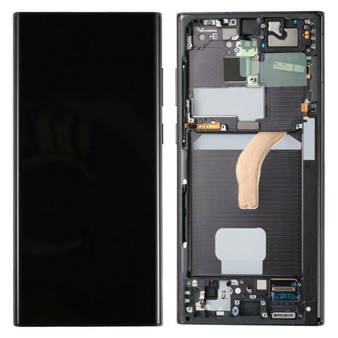 LCD displej (ekran) - Samsung S908/Galaxy S22 Ultra + touchscreen + okvir crni OLED.