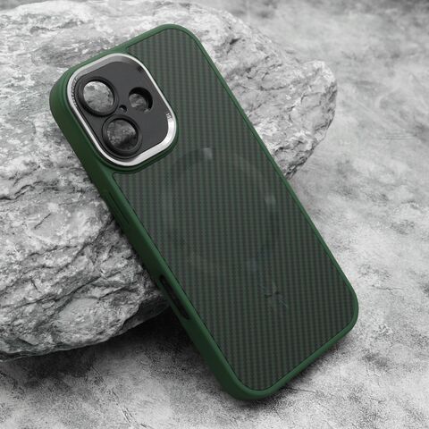 Zastitna maska (futrola) CARBON MagSafe - iphone 16 (6.1) zelena (small camera) (MS).