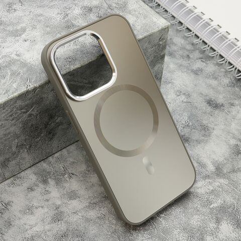 Zastitna maska (futrola) COLOR METAL MagSafe - iPhone 15 Pro (6.1) srebrna (MS).