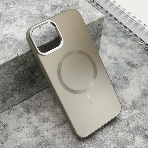 Zastitna maska (futrola) COLOR METAL MagSafe - iPhone 14 (6.1) srebrna (MS).